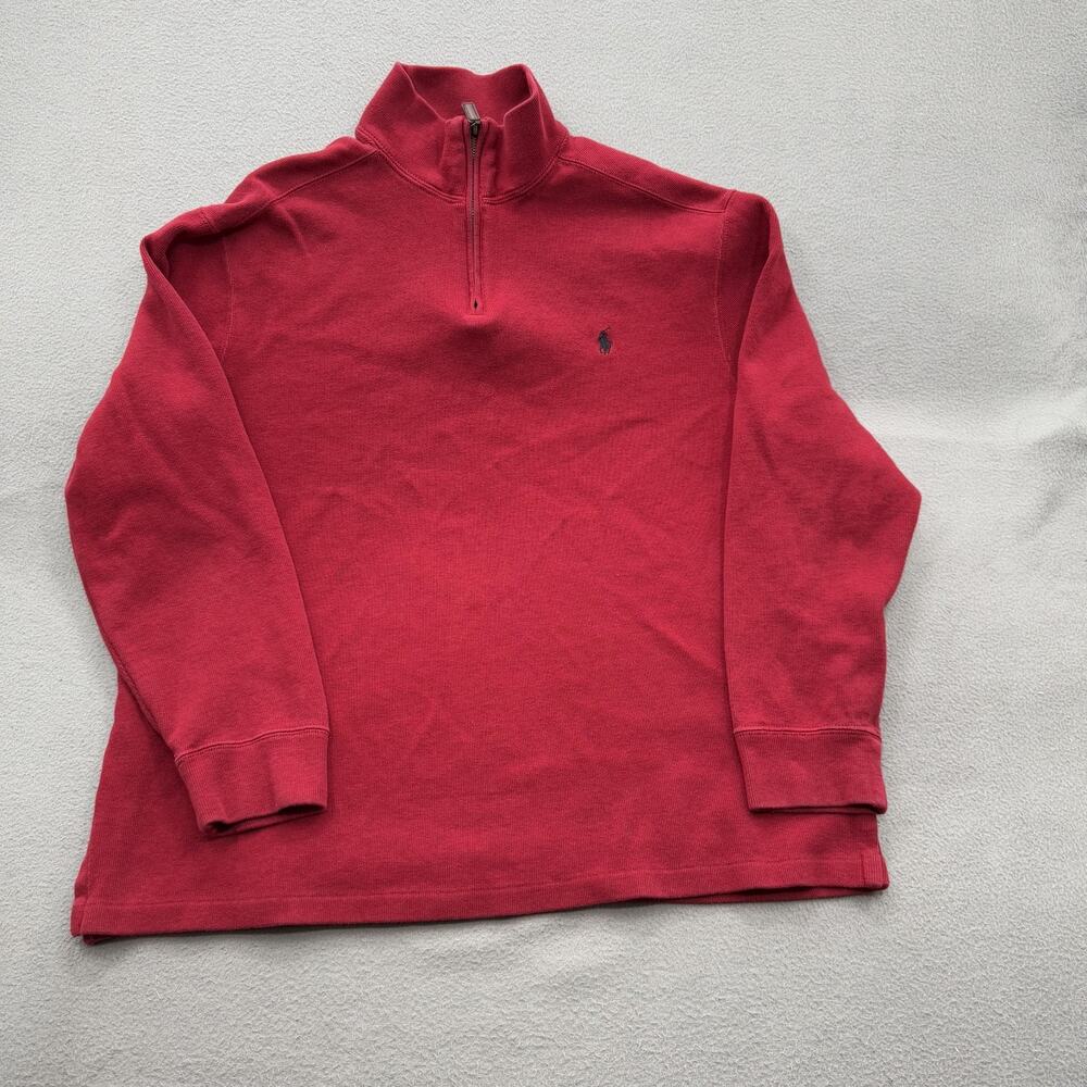 Polo by Ralph‎ Lauren Sweater Mens XL Red Quarter Zip Mock Neck Pullover Pony